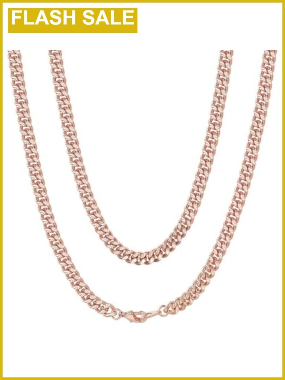 Men's Cuban Link Chain Necklace Stainless Steel Rose Gold Plated